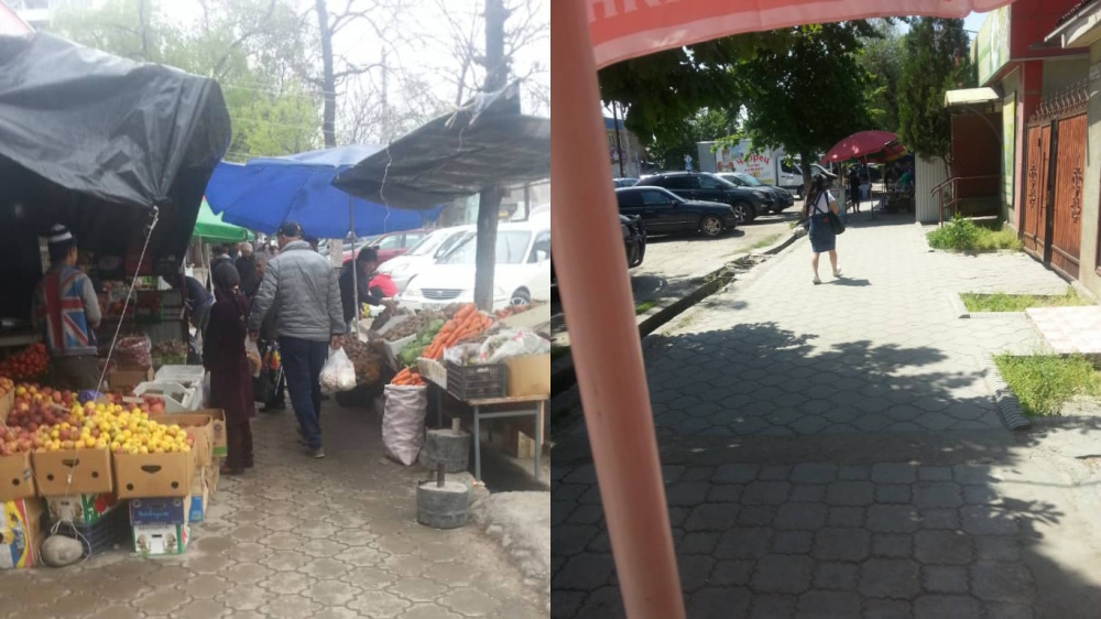 Call-центр: стихийный рынок на улице Айни занял весь тротуар
