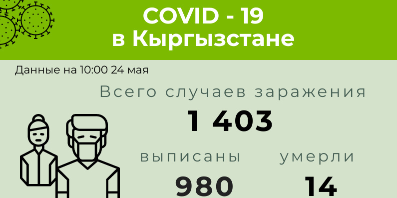 В Кыргызстане за сутки выявлено 38 новых случаев заражения COVID-19. Всего -  1 403