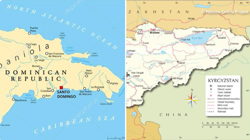А вы замечали, что территории Кыргызстана и острова Гаити довольно схожи? Теперь заметите