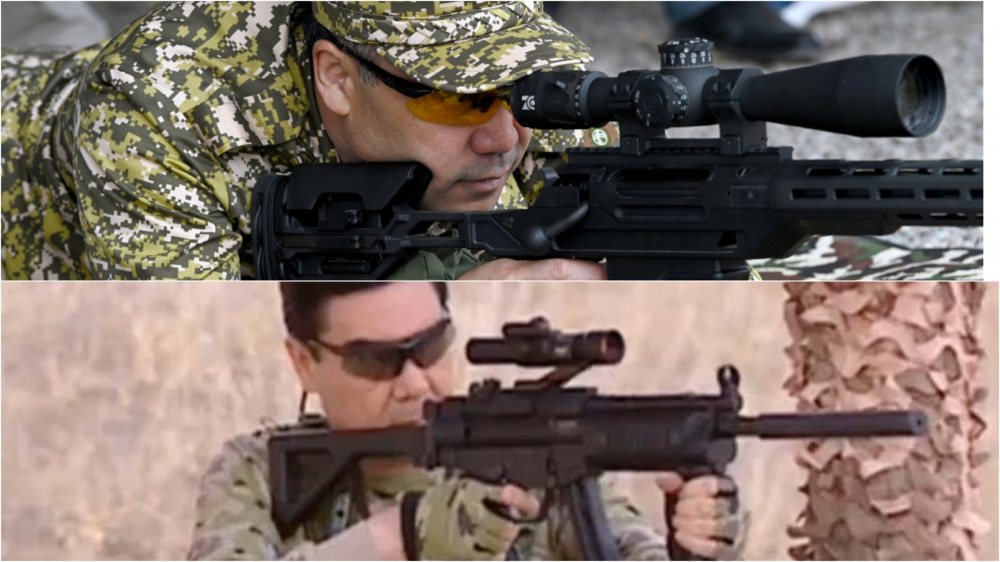 Двумя кадрами: Садыр Жапаров и Гурбангулы Бердымухамедов - кто лучше владеет оружием?