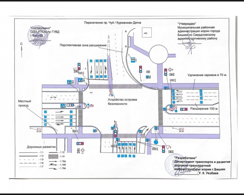 Схема работ на пересечении проспекта Чуй и улицы Курманджан Датки.