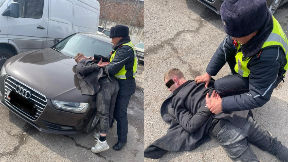 В Бишкеке угнали Audi A4. Подозреваемый пытался скрыться при задержании