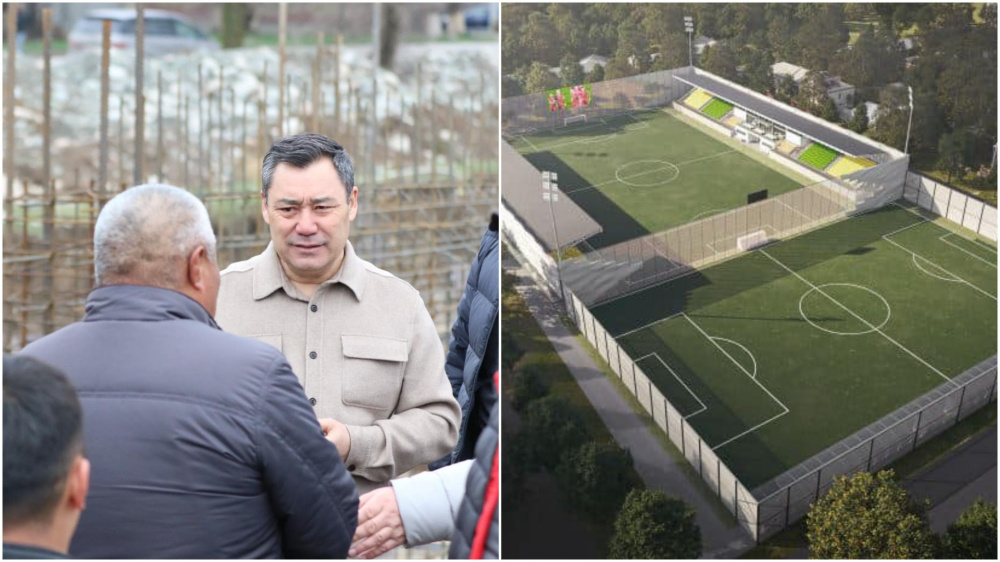 Садыр Жапаров проверил место строительства футбольного комплекса в Беш-Кунгее