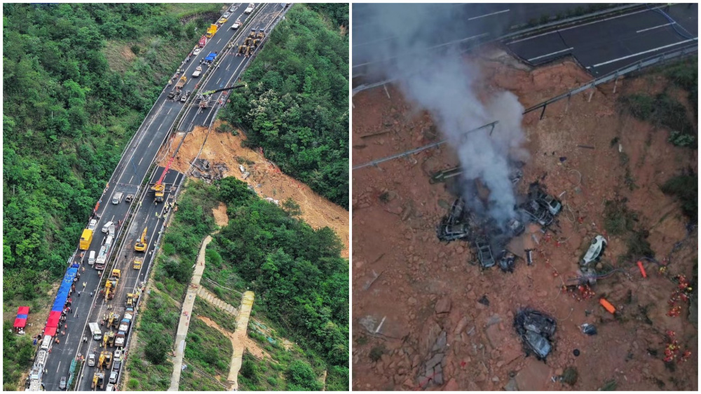 На юге Китая обрушился участок шоссе. 19 человек погибли