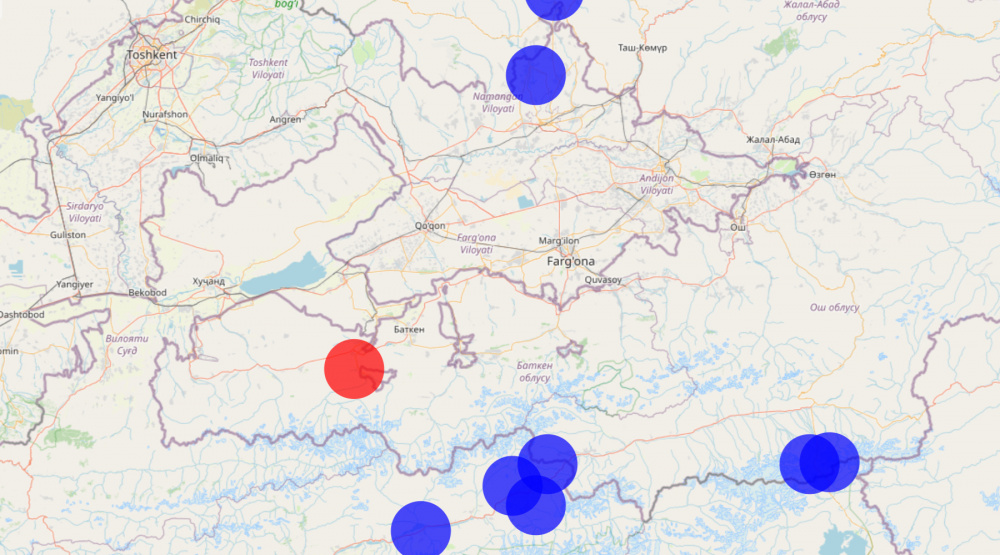У границ Кыргызстана за последние сутки произошло три землетрясения