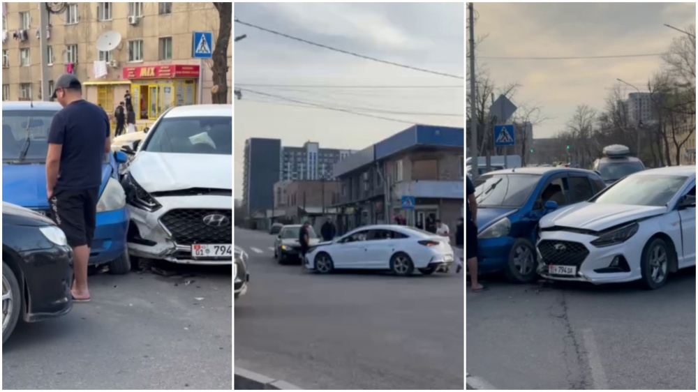 В Бишкеке произошло тройное ДТП (видео)