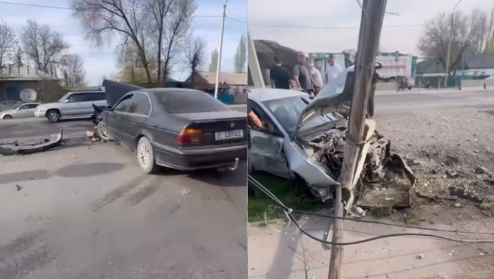 В Московском районе в результате ДТП авто вылетело с трассы и снесло столб (видео)