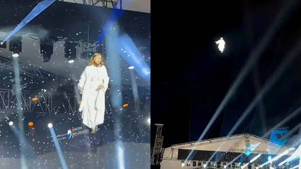 В Сеуле в ходе пасхальной постановки актер улетел слишком высоко (видео)