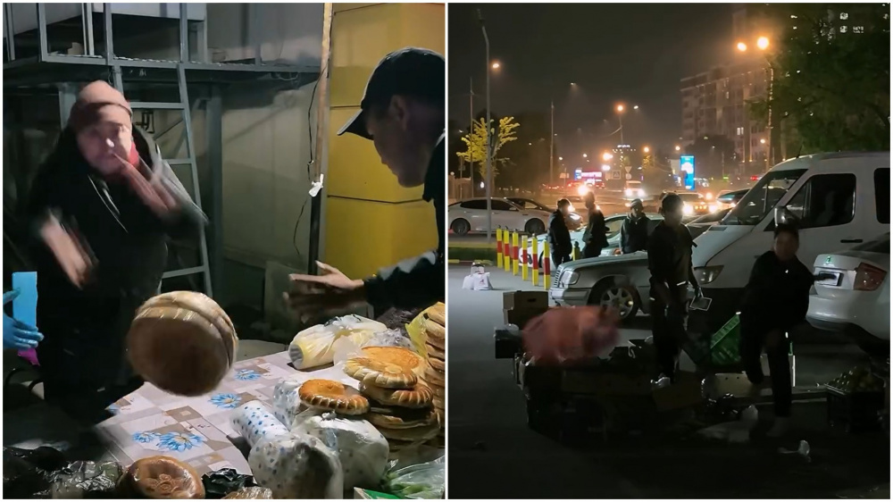 Уличные торговцы устроили скандал с муниципальной инспекцией. Кидали в них лепешки (видео)