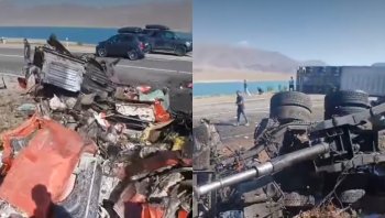 На трассе Балыкчы - Кочкор столкнулись два грузовика и Toyota Camry. Один человек погиб