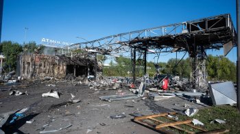 Последствия атаки на Киев 23 сентября. Фото Danylo Antoniuk / Anadolu / Getty Images.
