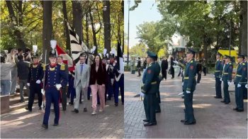 Швейцарский и кыргызский военные оркестры прошли маршем по Эркиндику (видео)